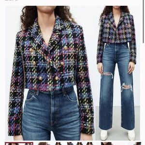 BRAND NEW WITHOUT TAGS MULTI TWEED ZARA BLAZER SIZE XS